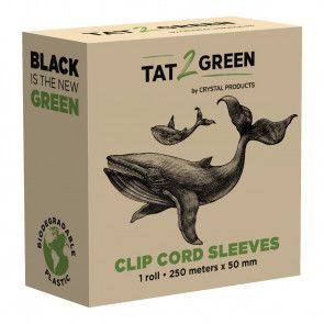 Tat2Green - Clip Cord Sleeves - Roll Uncut - Black - 250 meters x 50 mm