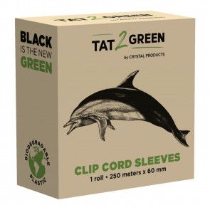 Tat2Green - Clip Cord Sleeves - Roll Uncut - Black - 250 meters x 60 mm