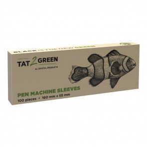 Tat2Green - Pen Machine Sleeves - Black - 160 mm x 55 mm - Box of 100