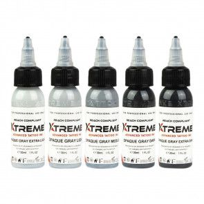 Xtreme Ink - Opaque Grey Colour Set - 5 x 30 ml / 1 oz